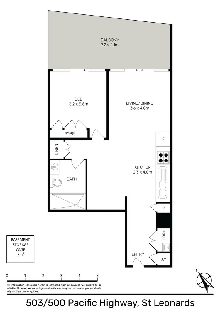 Floorplan of Homely apartment listing, 503/500 Pacific Highway, St Leonards NSW 2065
