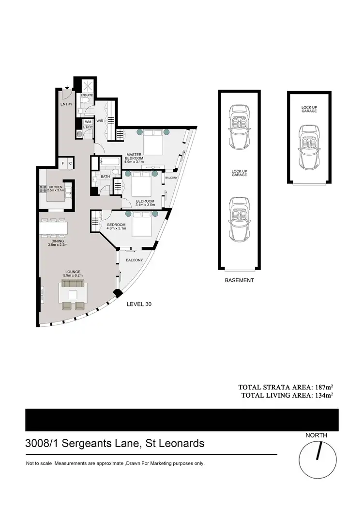 Floorplan of Homely apartment listing, 3008/1 Sergeants Lane, St Leonards NSW 2065