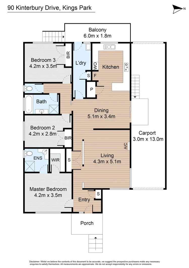 Floorplan of Homely house listing, 90 Kinterbury Drive, Kings Park VIC 3021