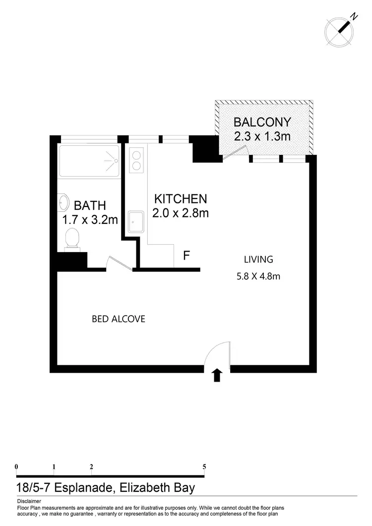 Floorplan of Homely studio listing, 18/5-7 Esplanade, Elizabeth Bay NSW 2011