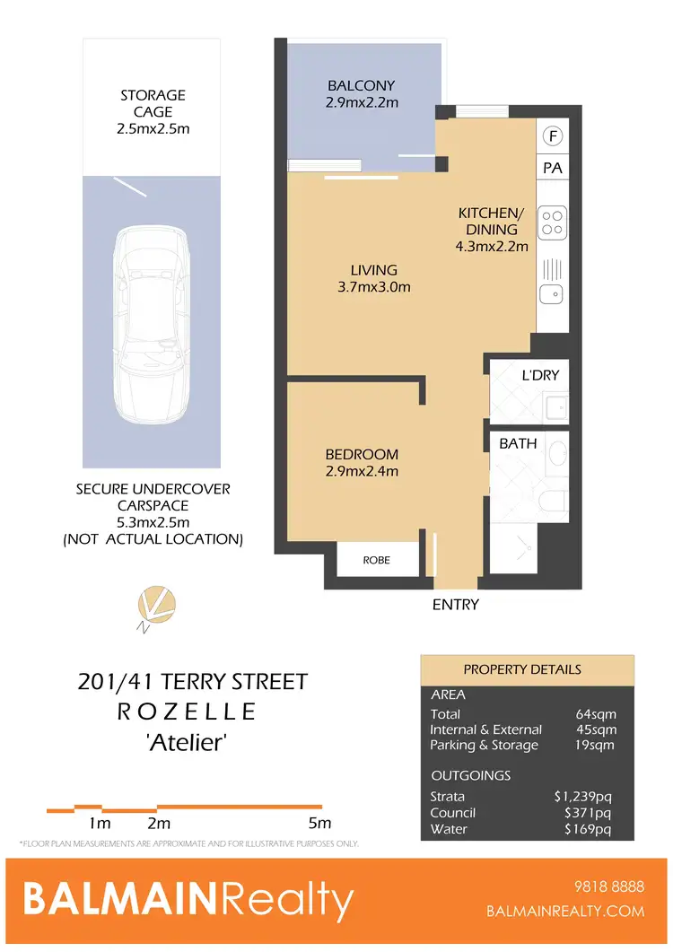 Floorplan of Homely studio listing, 201/41 Terry Street, Rozelle NSW 2039