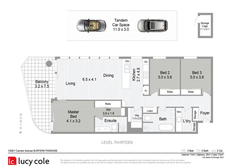 Floorplan of Homely apartment listing, 1306/1 Cannes Avenue, Surfers Paradise QLD 4217