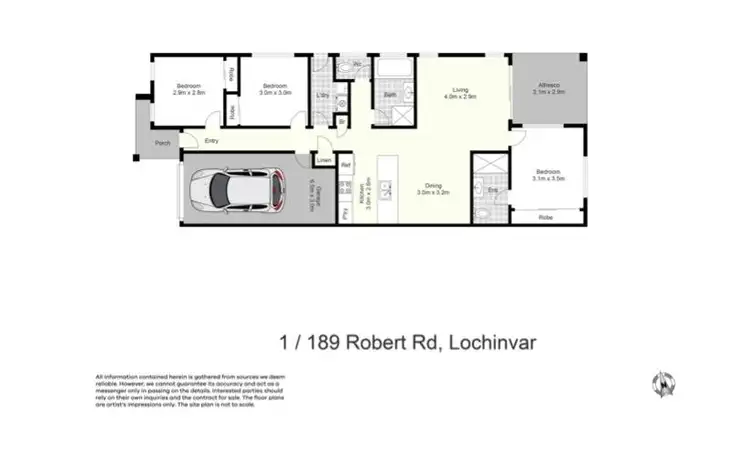 Floorplan of Homely unit listing, 1/189 Robert Road, Lochinvar NSW 2321