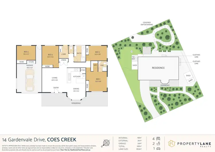 Floorplan of Homely house listing, 14 Gardenvale Drive, Coes Creek QLD 4560