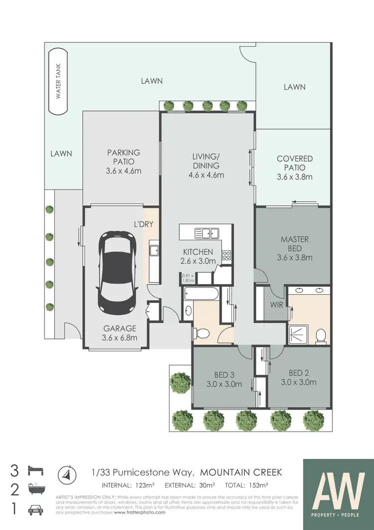 Floorplan of Homely semi-detached listing, 1/33 Pumicestone Way, Mountain Creek QLD 4557