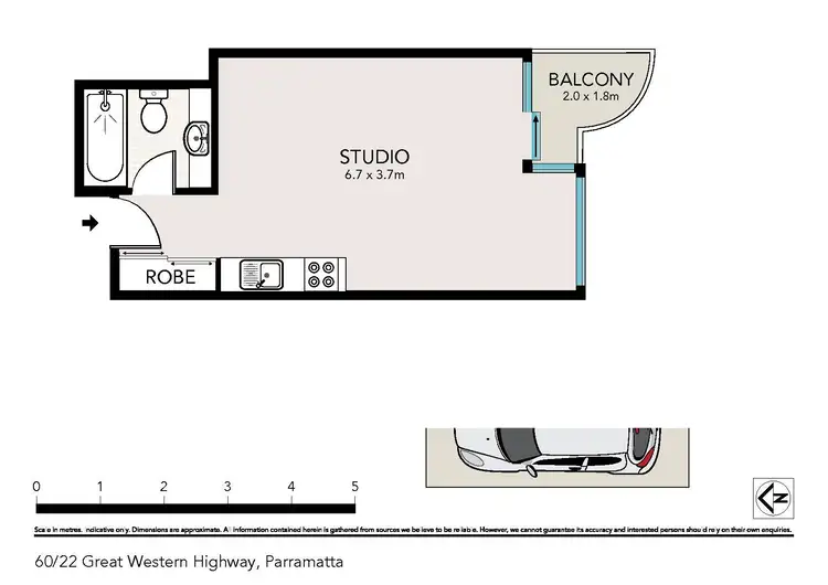 Floorplan of Homely studio listing, 62/22-32 Great Western Highway, Parramatta NSW 2150