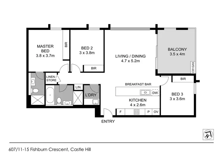 Floorplan of Homely unit listing, 607/28 Chapman Avenue, Castle Hill NSW 2154