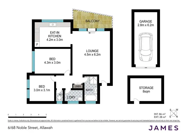 Floorplan of Homely unit listing, 6/68 Noble Street, Allawah NSW 2218