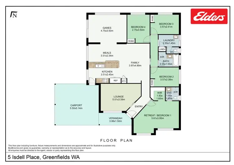 Floorplan of Homely house listing, 5 Isdell Place, Greenfields WA 6210