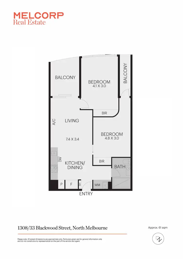 Floorplan of Homely apartment listing, 1308/33 Blackwood Street, North Melbourne VIC 3051