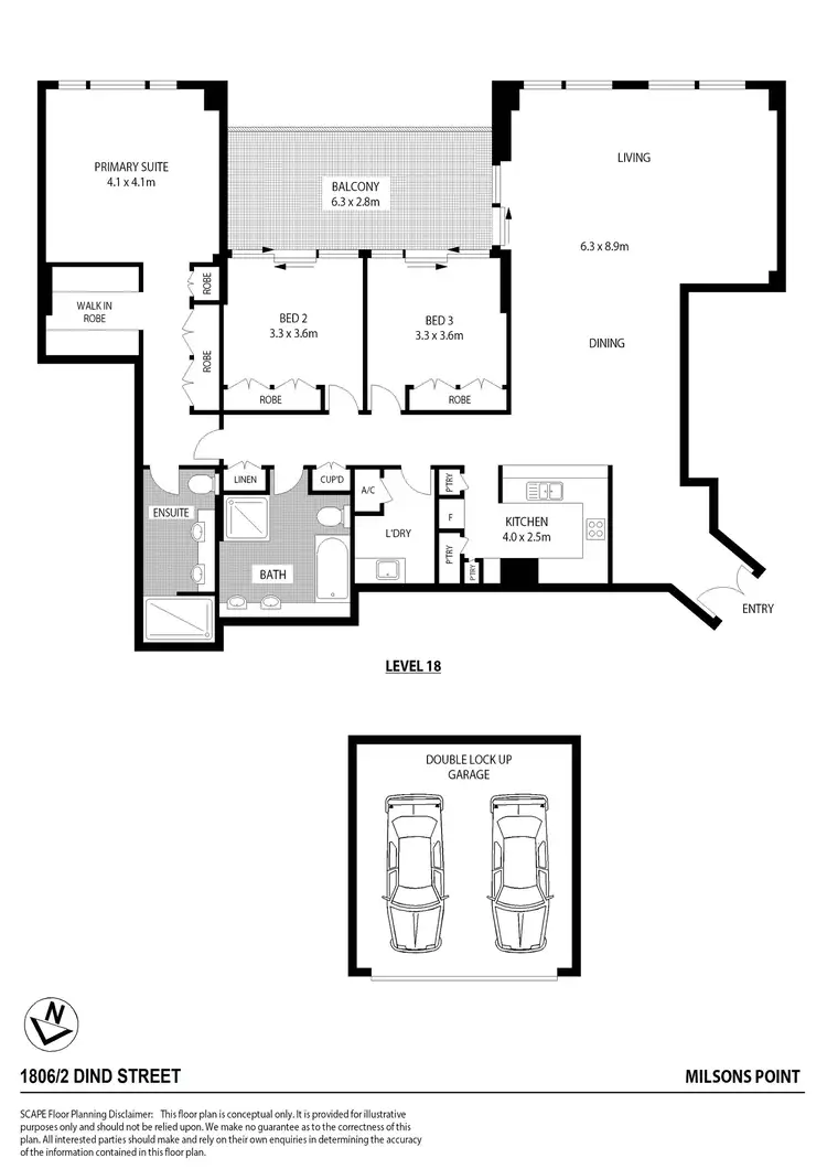 Floorplan of Homely apartment listing, 1806/2 Dind Street, Milsons Point NSW 2061
