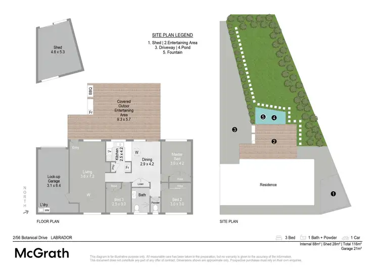 Floorplan of Homely semi-detached listing, 2/56 Botanical Drive, Labrador QLD 4215