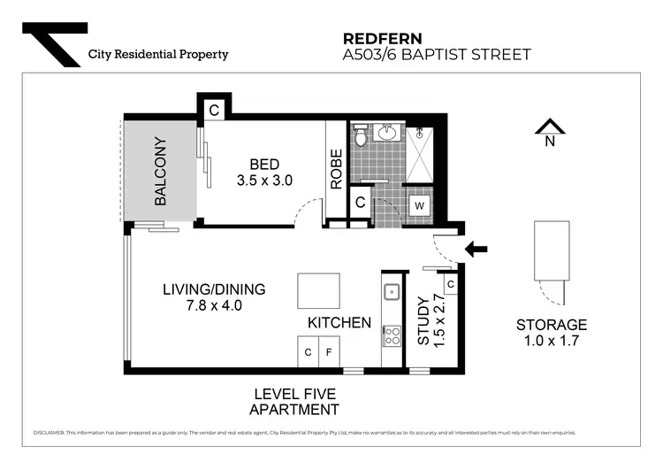 Floorplan of Homely apartment listing, 503/6 Baptist Street, Redfern NSW 2016