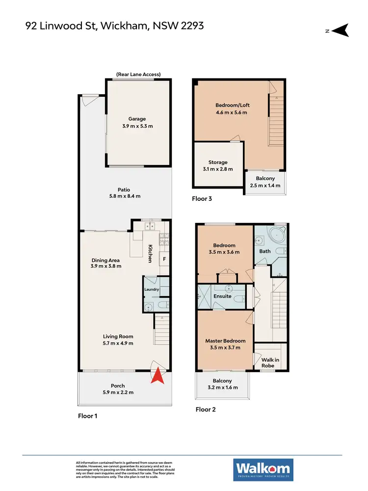 Floorplan of Homely townhouse listing, 92 Linwood Street, Wickham NSW 2293