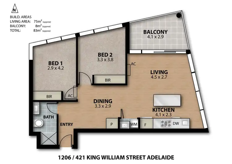 Floorplan of Homely apartment listing, 1206/421 King William Street, Adelaide SA 5000