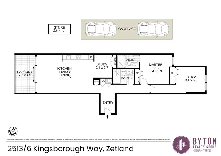 Floorplan of Homely apartment listing, 2513/6 Kingsborough Way, Zetland NSW 2017