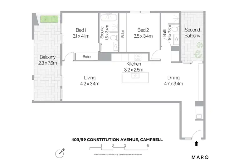 Floorplan of Homely apartment listing, 403/59 Constitution Avenue, Campbell ACT 2612