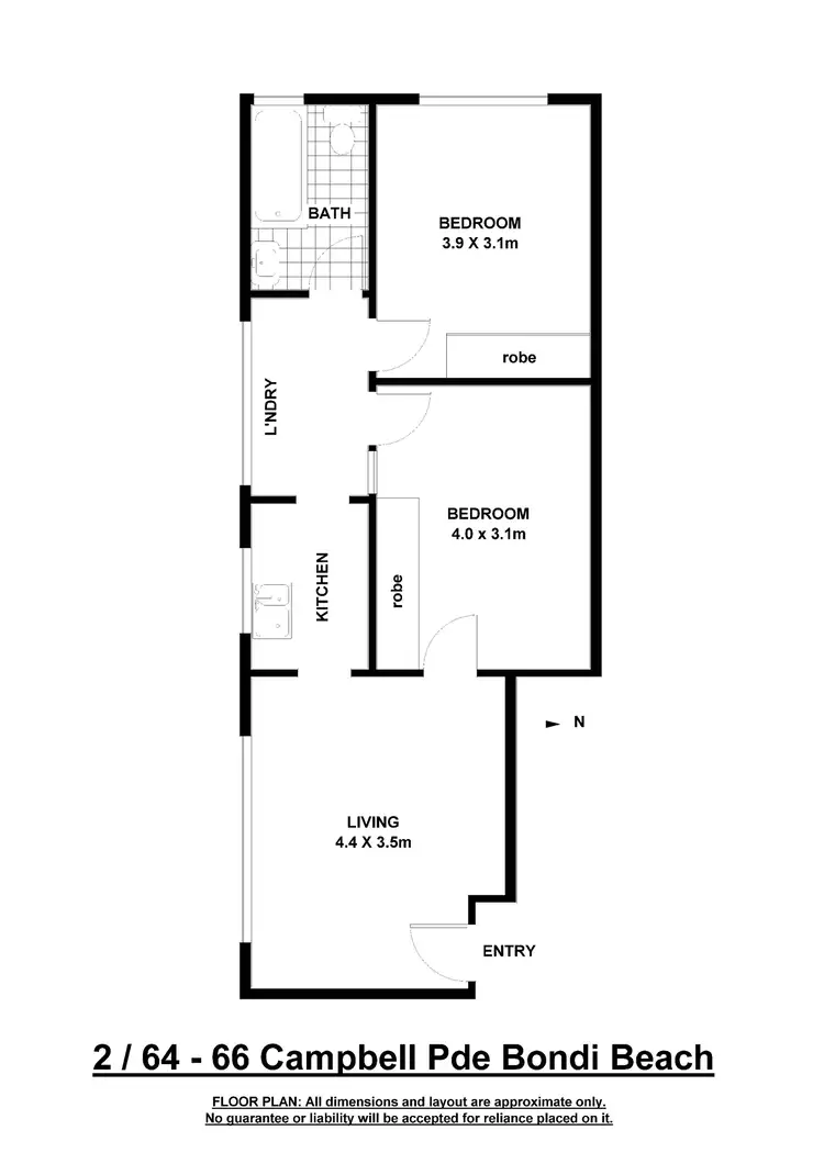 Floorplan of Homely apartment listing, 2/64-66 Campbell Parade, Bondi Beach NSW 2026