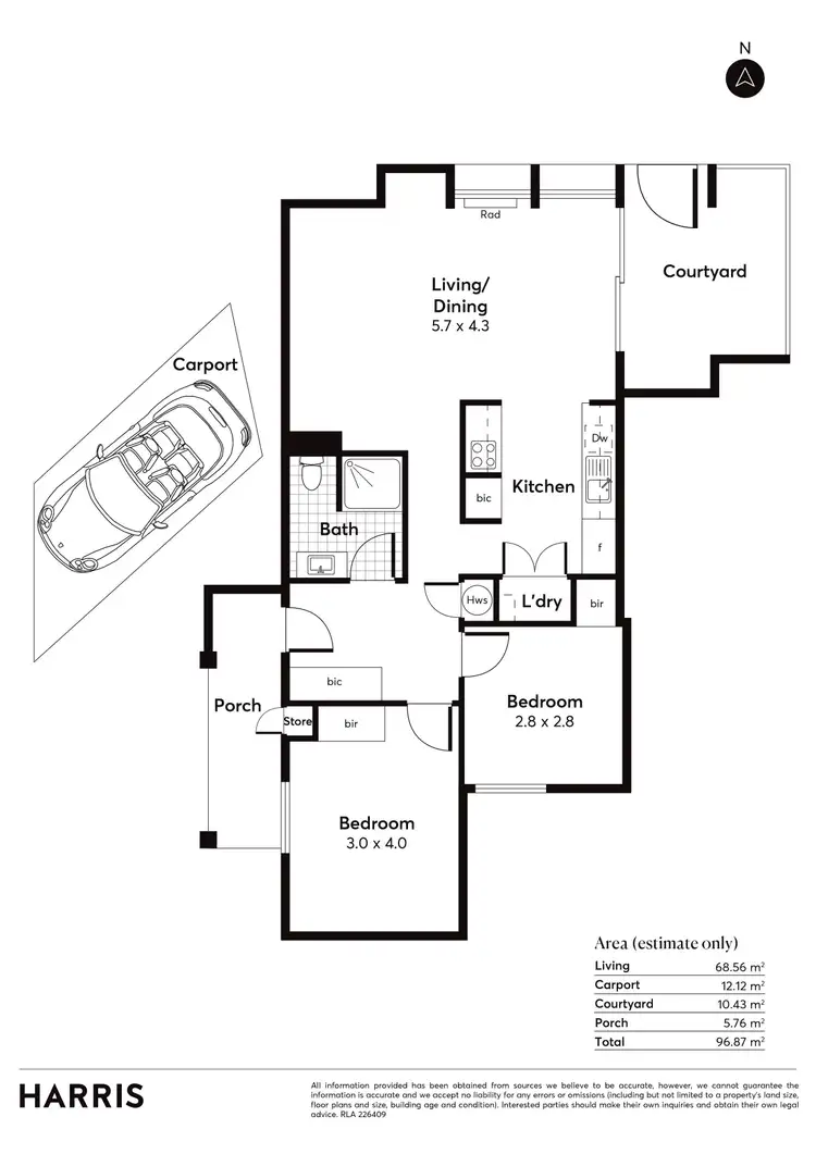Floorplan of Homely apartment listing, 2/233 East Terrace, Adelaide SA 5000