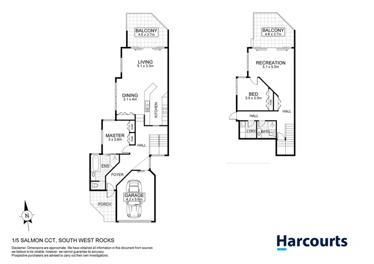 Floorplan of Homely semi-detached listing, 1/5 Salmon Circuit, South West Rocks NSW 2431