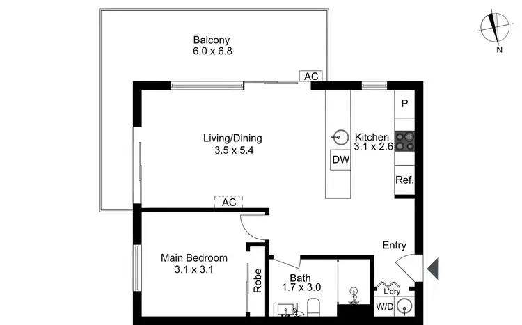 Floorplan of Homely apartment listing, 205/1 Watkin Street, Bruce ACT 2617