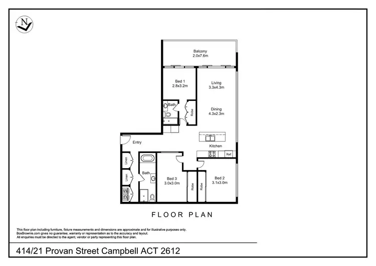 Floorplan of Homely apartment listing, 414/21 Provan Street, Campbell ACT 2612