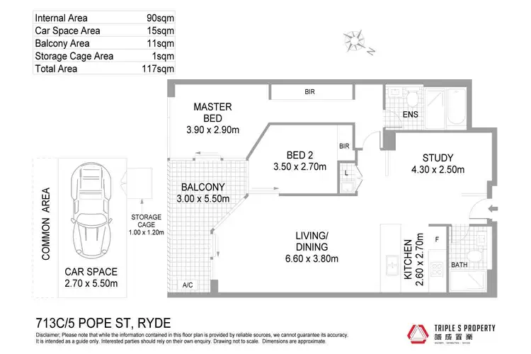 Floorplan of Homely unit listing, 713C/5 Pope Street, Ryde NSW 2112