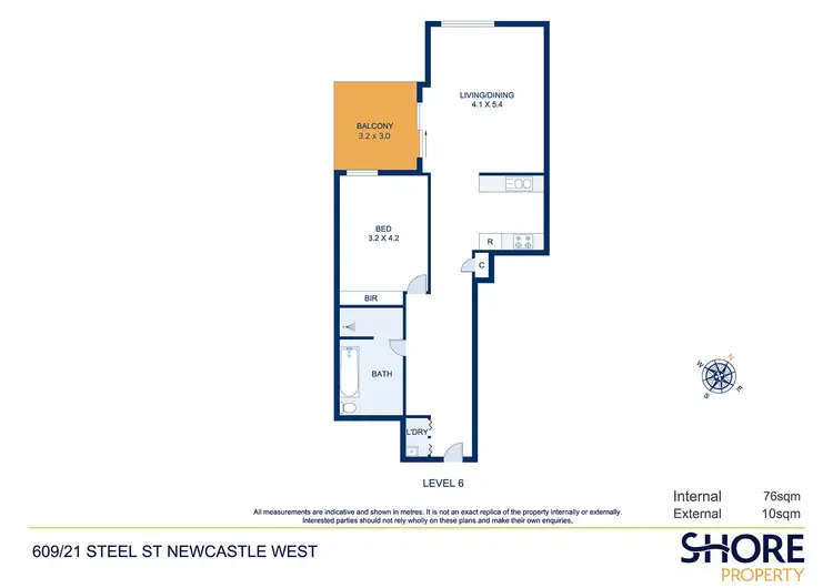 Floorplan of Homely apartment listing, 609/21 Steel Street, Newcastle West NSW 2302