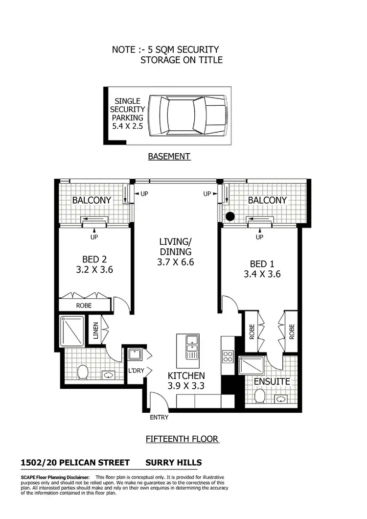 Floorplan of Homely apartment listing, 1502/20 Pelican Street, Surry Hills NSW 2010