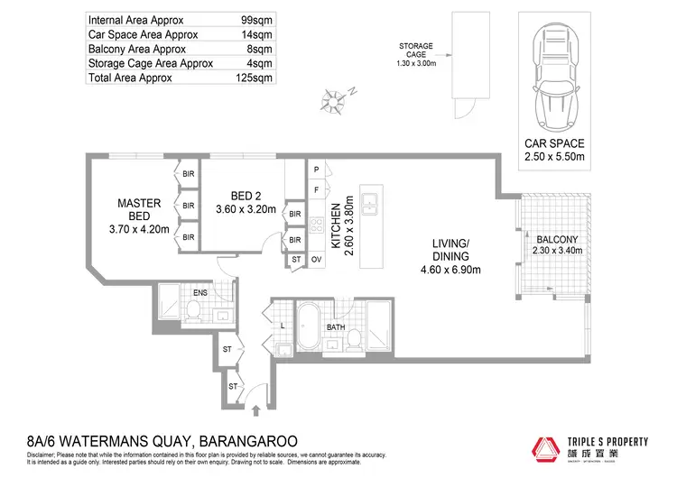 Floorplan of Homely apartment listing, 8A/6 Watermans Quay, Barangaroo NSW 2000