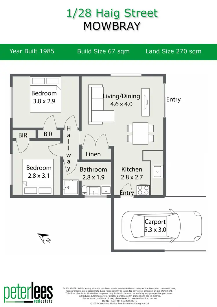 Floorplan of Homely unit listing, 1/28 Haig Street, Mowbray TAS 7248