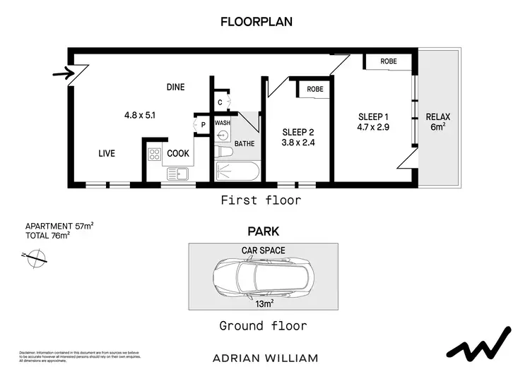 Floorplan of Homely apartment listing, 6/83 Newington Road, Marrickville NSW 2204