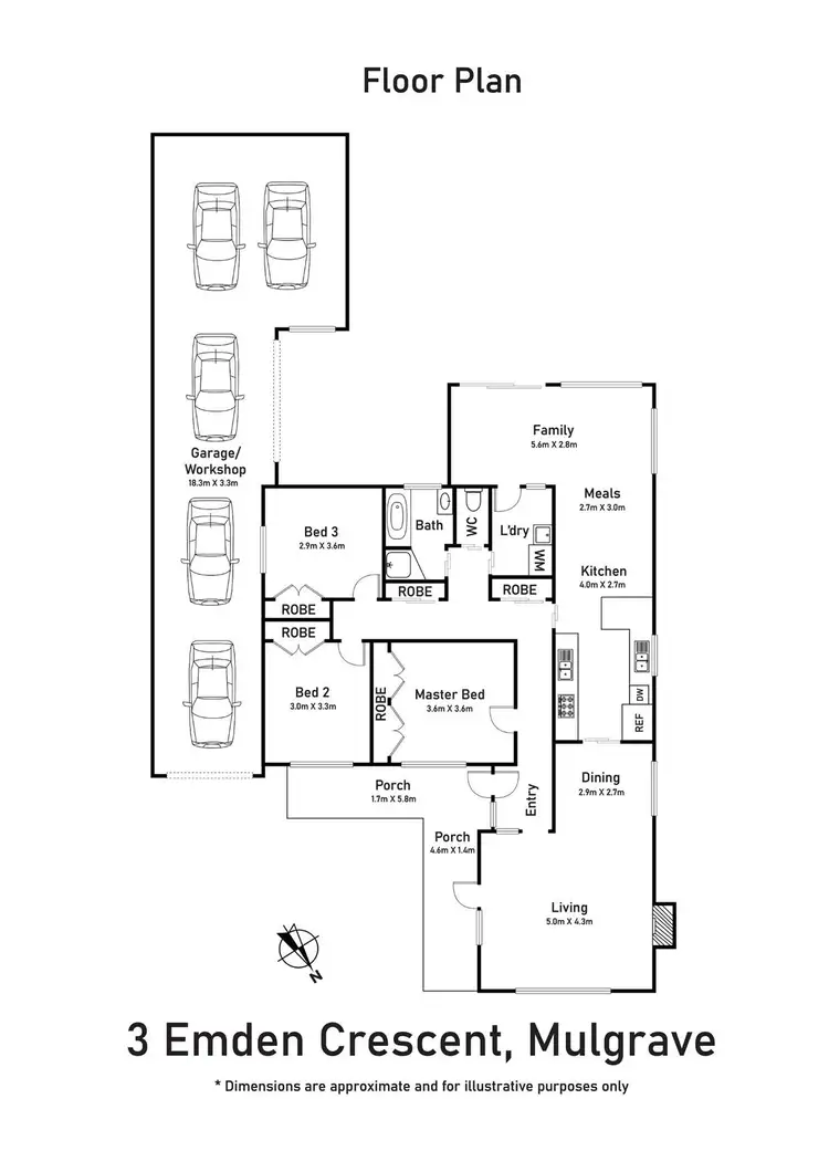 Floorplan of Homely house listing, 3 Emden Crescent, Mulgrave VIC 3170