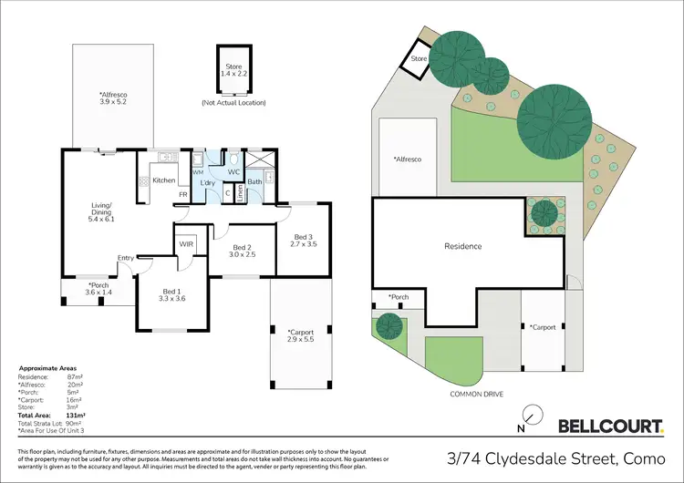 Floorplan of Homely villa listing, 3/74 Clydesdale Street, Como WA 6152
