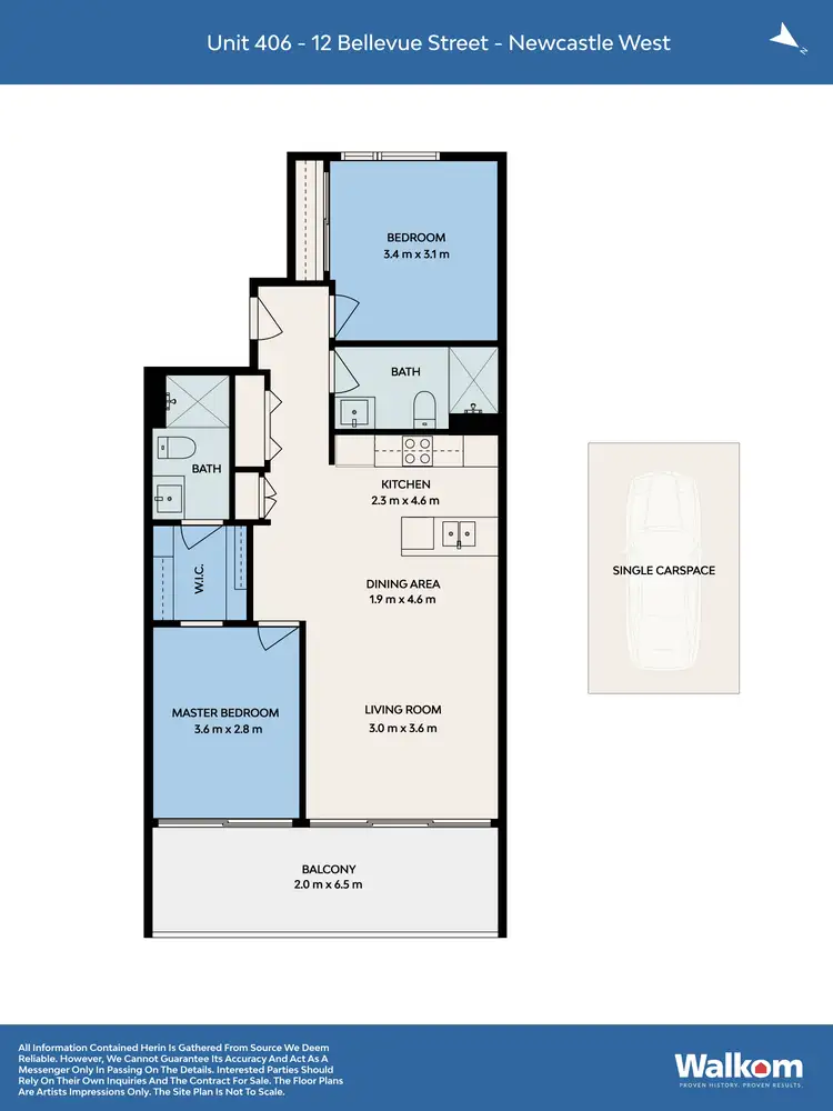 Floorplan of Homely apartment listing, 406/12 Bellevue Street, Newcastle West NSW 2302
