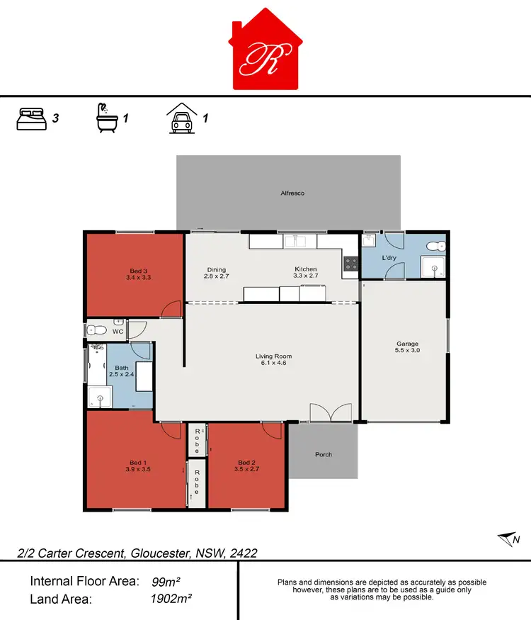 Floorplan of Homely house listing, 2/2 Carter Crescent, Gloucester NSW 2422