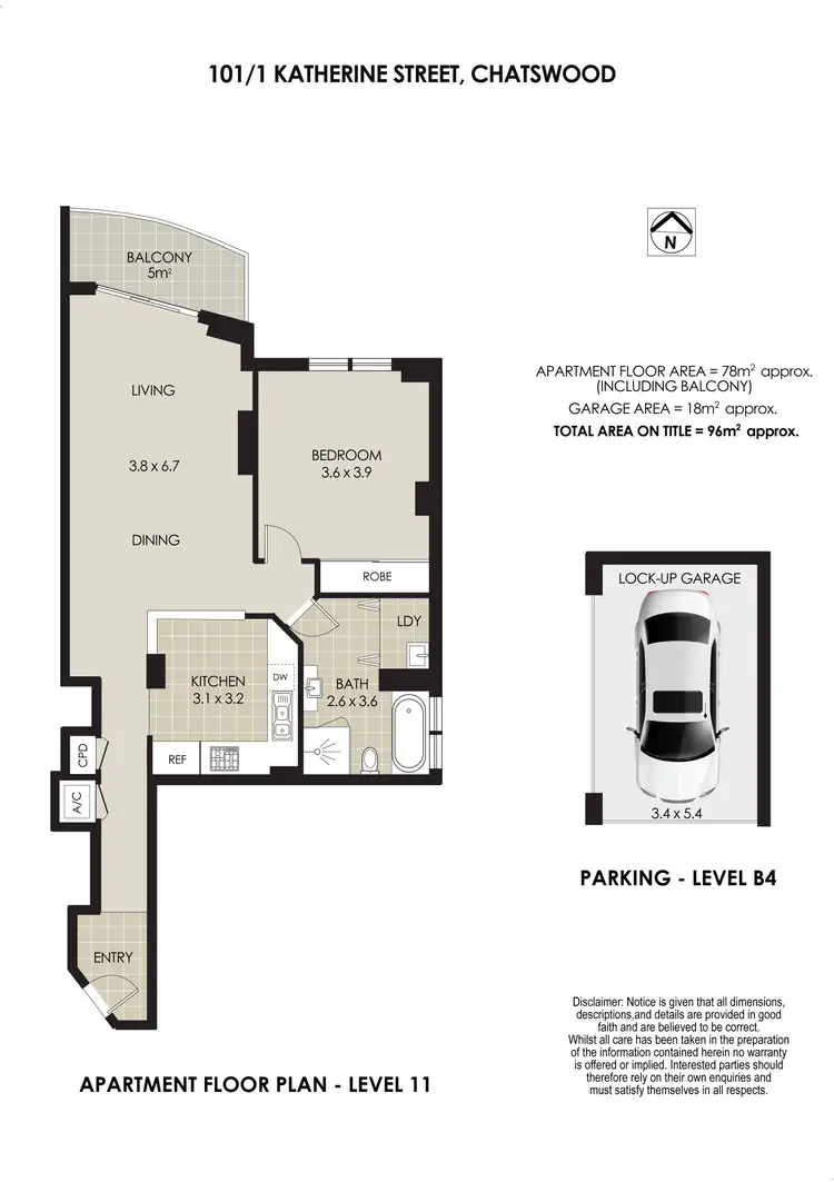 Floorplan of Homely apartment listing, 101/1 Katherine Street, Chatswood NSW 2067