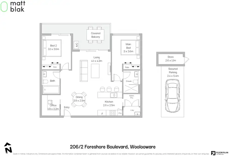 Floorplan of Homely apartment listing, 206/2 Foreshore Boulevard, Woolooware NSW 2230