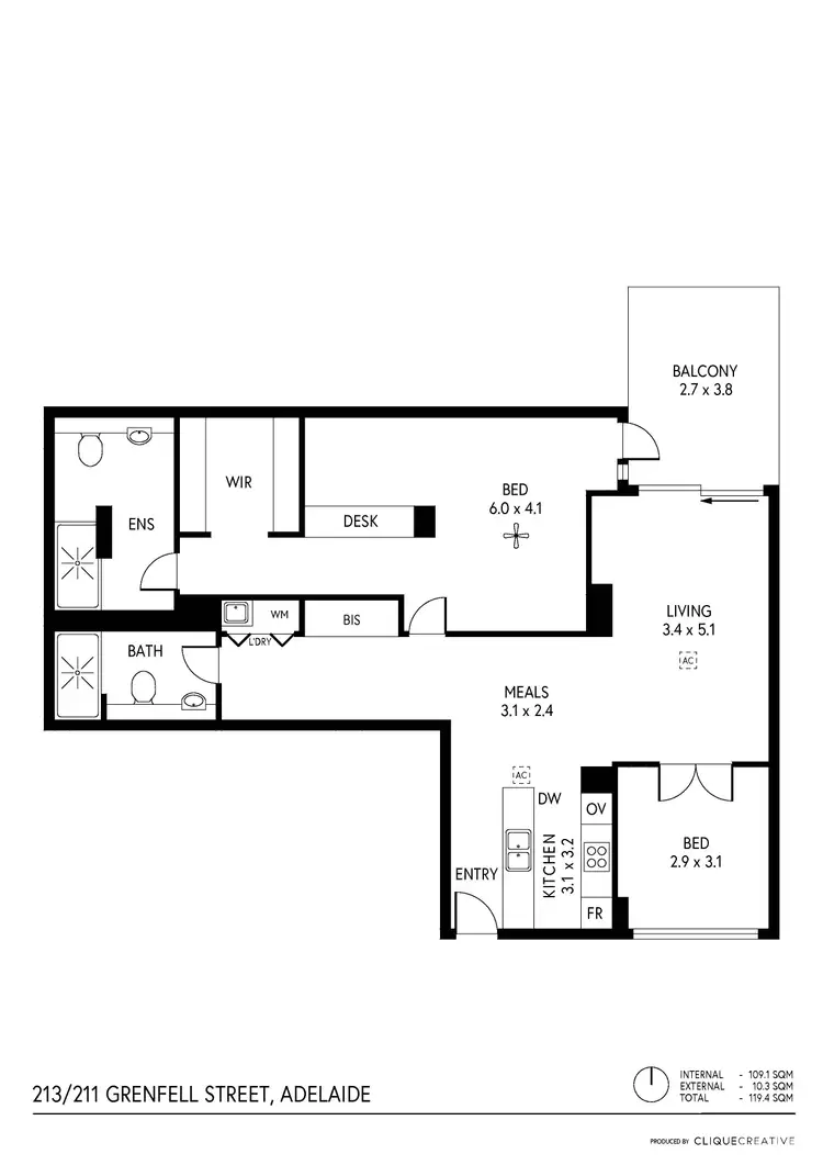 Floorplan of Homely apartment listing, 213/211 Grenfell Street, Adelaide SA 5000