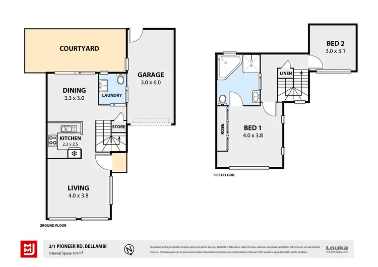 Floorplan of Homely townhouse listing, 2/1 Pioneer Road, Bellambi NSW 2518