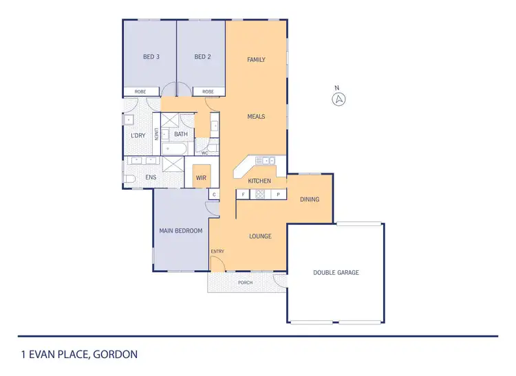 Floorplan of Homely house listing, 1 Evan Place, Gordon ACT 2906