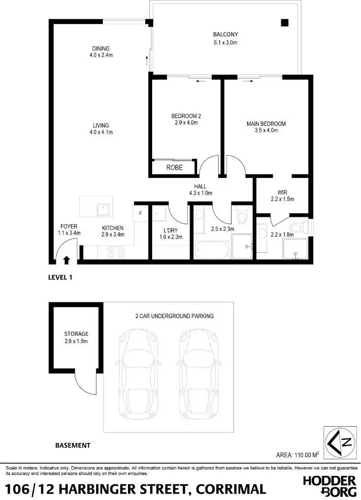 Floorplan of Homely apartment listing, 106/12 Harbinger Street, Corrimal NSW 2518