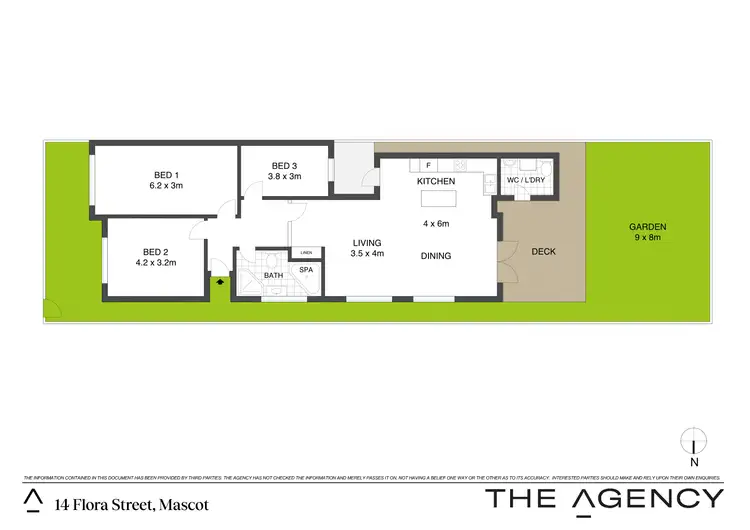 Floorplan of Homely semi-detached listing, 14 Flora Street, Mascot NSW 2020