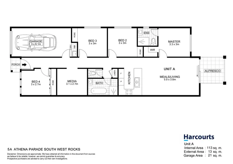 Floorplan of Homely semi-detached listing, 5A Athena Parade, South West Rocks NSW 2431
