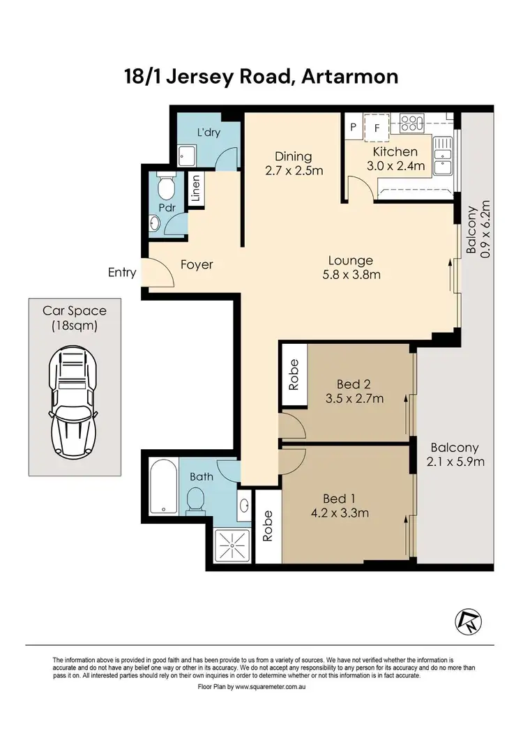 Floorplan of Homely apartment listing, 18/1 Jersey Road, Artarmon NSW 2064