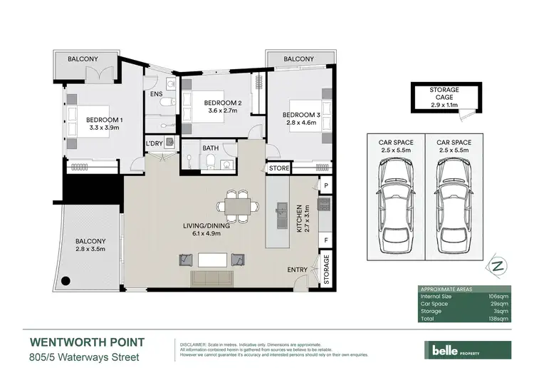 Floorplan of Homely apartment listing, Level 5/805/5 Waterways Street, Wentworth Point NSW 2127