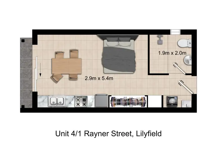 Floorplan of Homely studio listing, 4/1 Rayner Street, Lilyfield NSW 2040