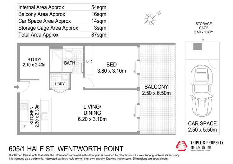 Floorplan of Homely apartment listing, 605/1 Half Street, Wentworth Point NSW 2127
