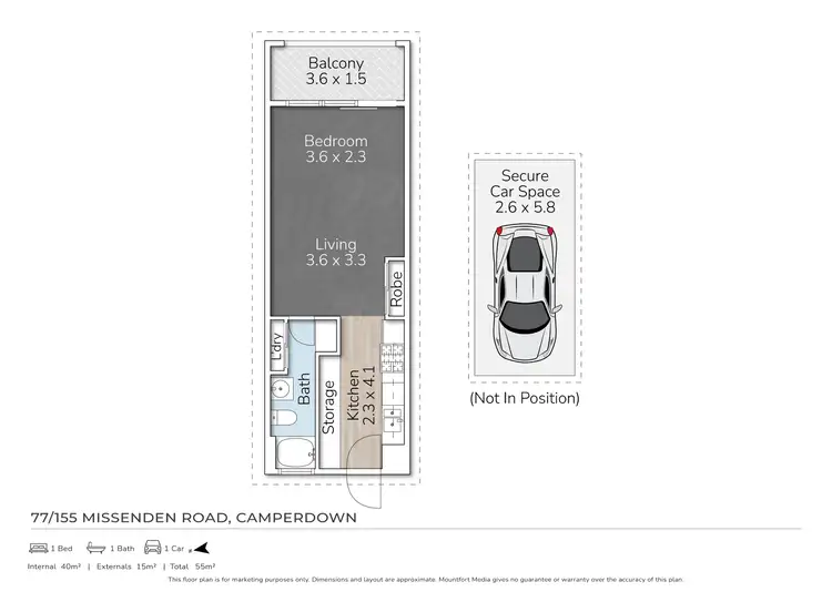 Floorplan of Homely studio listing, 77/155 Missenden Road, Newtown NSW 2042
