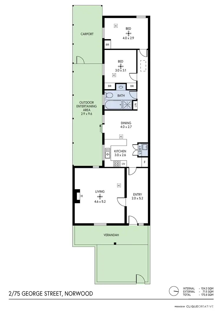 Floorplan of Homely unit listing, 2/75 George Street, Norwood SA 5067